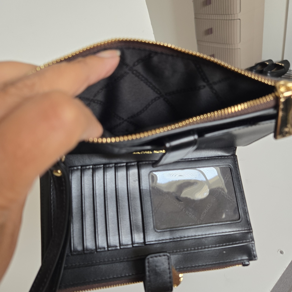 Michael Kors Black and Brown Faux Tiger Fur Stripe Clutch/Wallet Gold Hardware. - Picture 8 of 10